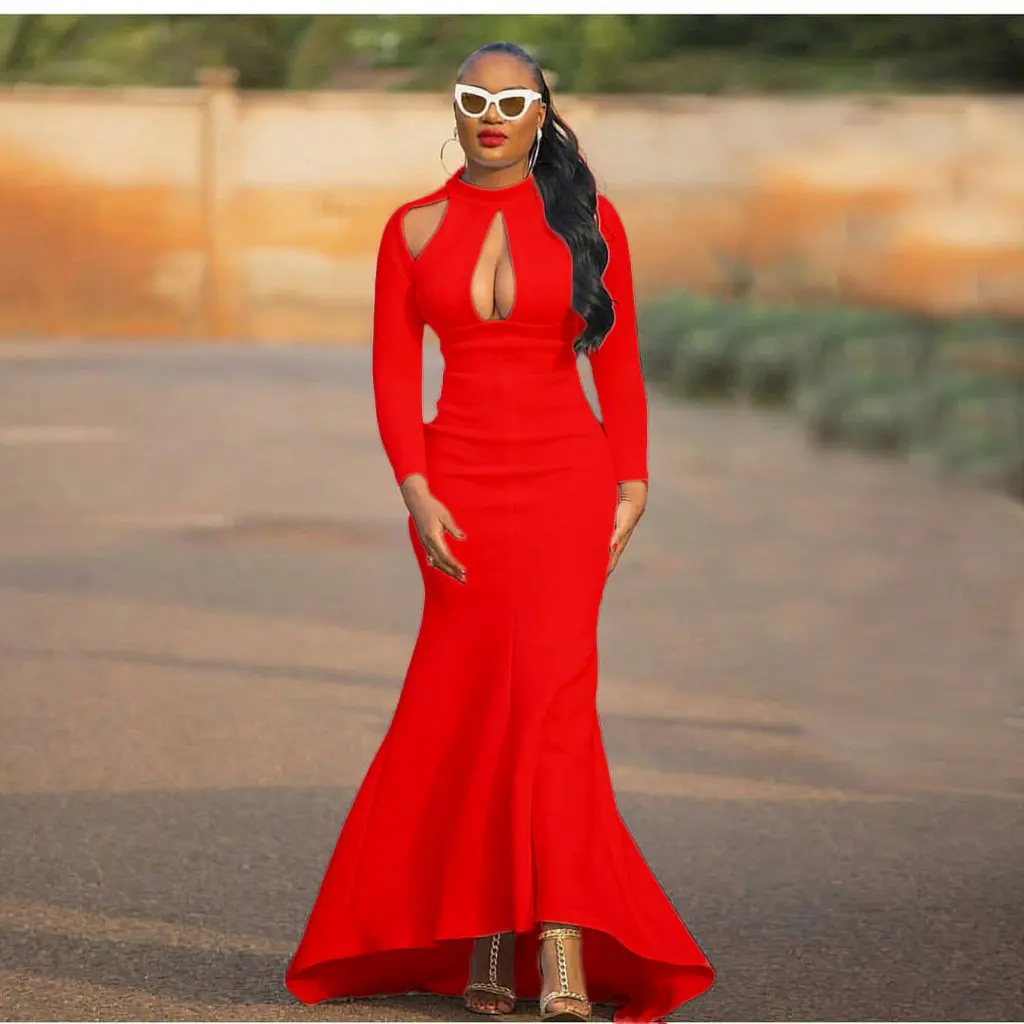 Women's High Waist Fishtail Dress Large Size African Long Dress Sexy Silhouette New Autumn Collection by C8416