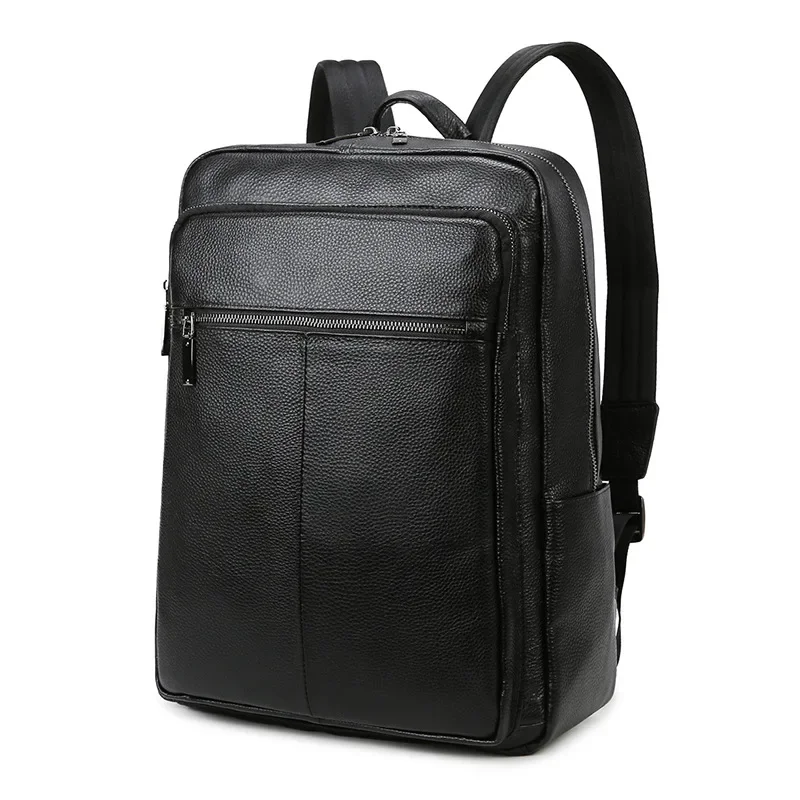 

2024 New Brand Natural Cowskin Genuine Leather Men's Backpack Fashion Large Capacity Shoolbag Boy Laptop Backpack Computer Bag