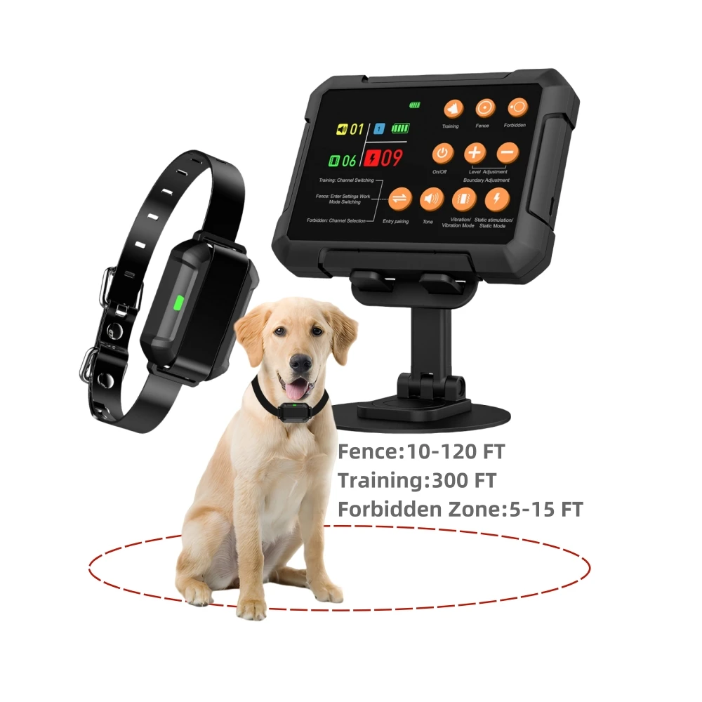 10-120 FT Accuracy Distance Wireless Dog Fence 3-in-1 Invisible Electric Dog Fence & Remote Training Shock Collar for 3 Dogs