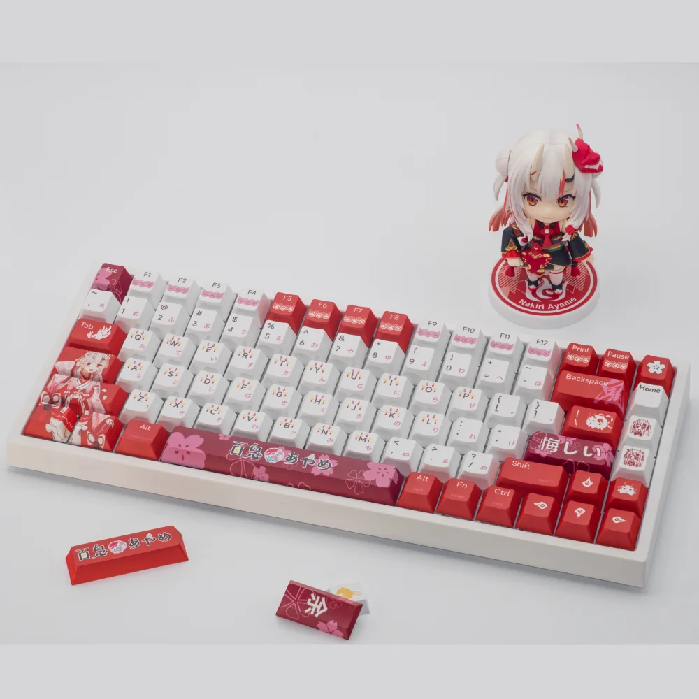 142 Keys/set Hololive Vtuber Nakiri Ayame Key Caps PBT Cherry Profile for MX Switch Keycap Mechanical Keyboard DIY Game Gift