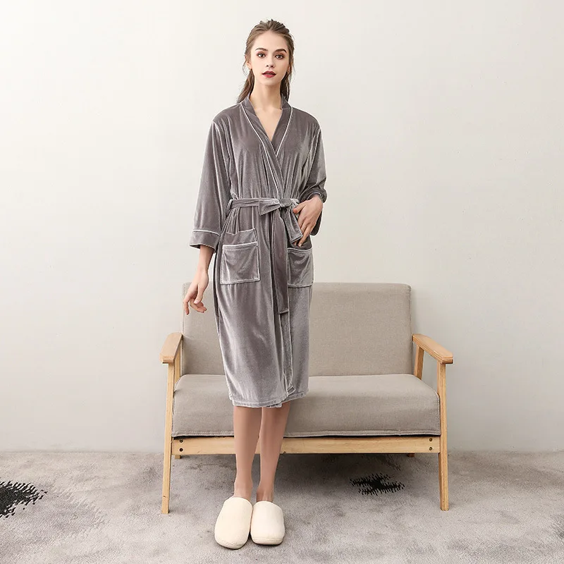 Lovers Robe Dressing Gown Women And Men Velour Robes Soft Kimono Bathrobe Summer Summer Thin Fashion Simple Home Wear