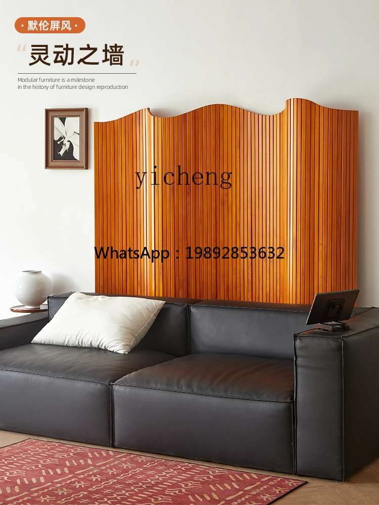 AA  medieval solid wood screen partition living room household folding screen entrance curved S-shaped shielding curved screen
