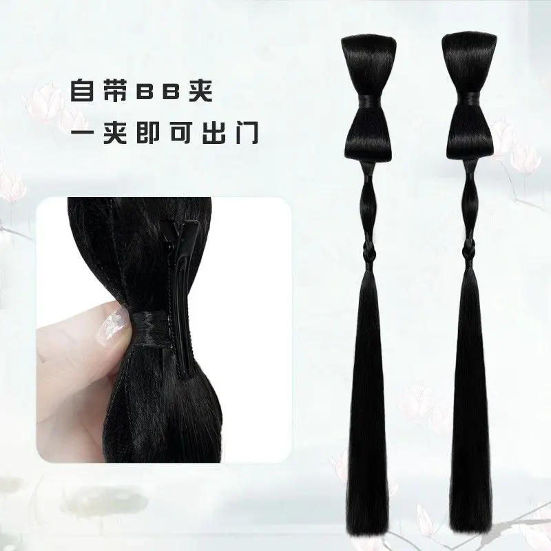 Nieuwe Hanfu-haarcollectie - Tang/Song/Ming-dynastie met strik versierde knotenset met oude stylingpads Concorde-geïnspireerde Hanfu-pruik