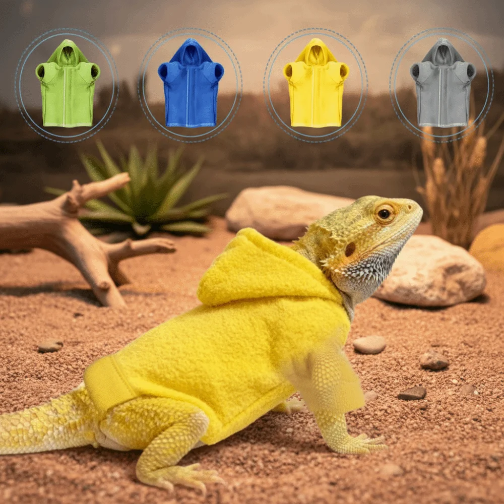 

Fashion Warm Lizards Clothes Solid Color Windproof Bearded Dragon Hoodie Soft Pet Coat Jacket Photo Party