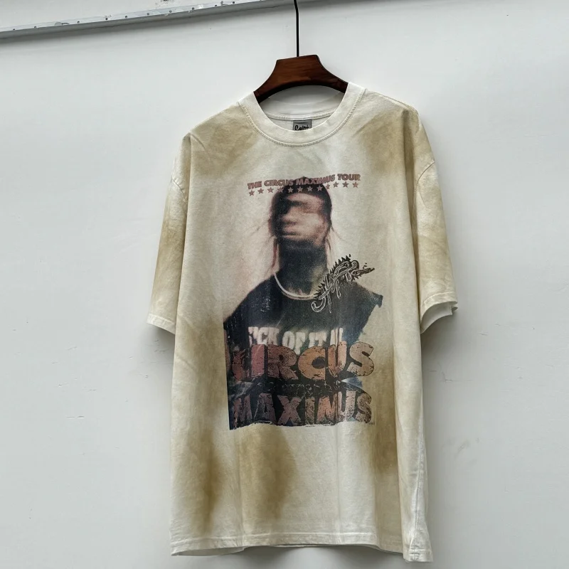 

High Quality Washed Old Soil Style Saint T Shirt Casual Loose Men's Women's Short Sleeved T-shirt