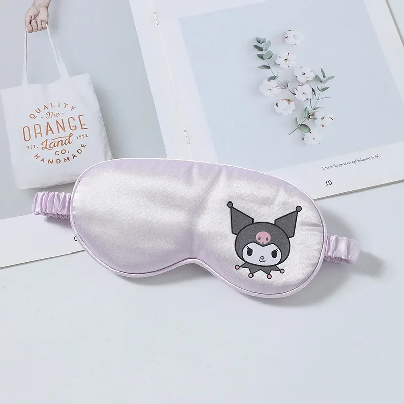 Sanrio Kuromi Sleeping Eye Mask Melody CinnamorolI Kawaii Cartoon Lmitated Silk Eye Patch Shading Sleep Relax Cover Eyeshade