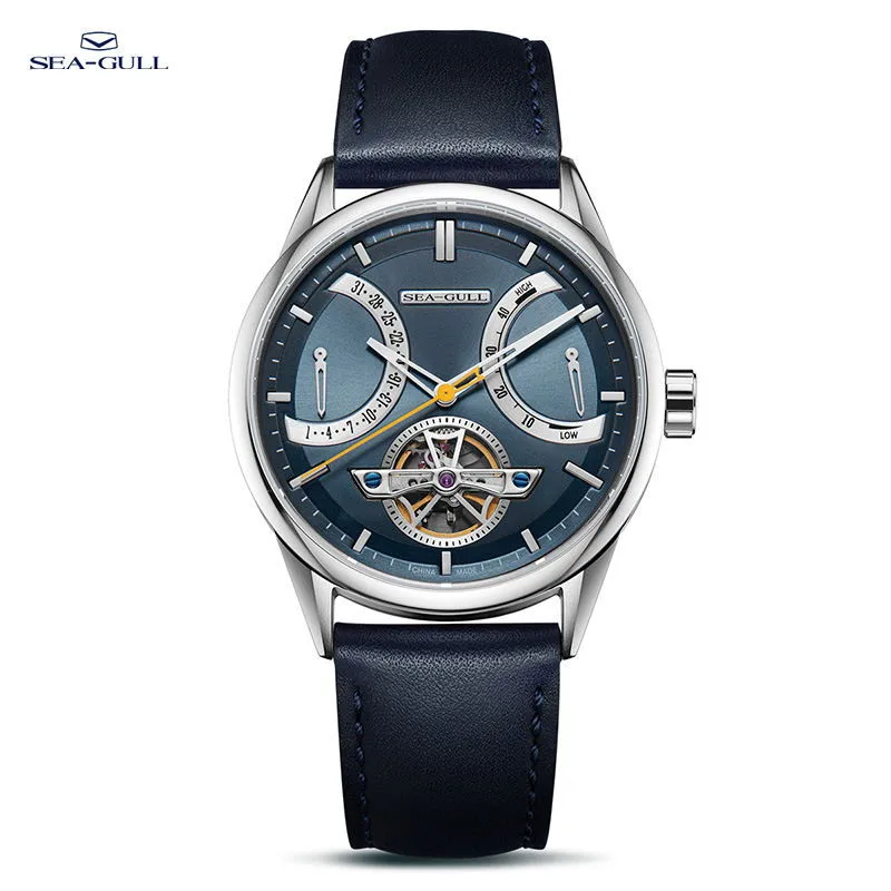 2023 NEW Seagull Automatic Mechanical Watch Men's Calendar Week Flywheel Men Wristwatch 50m Waterproof Business Watches 6128