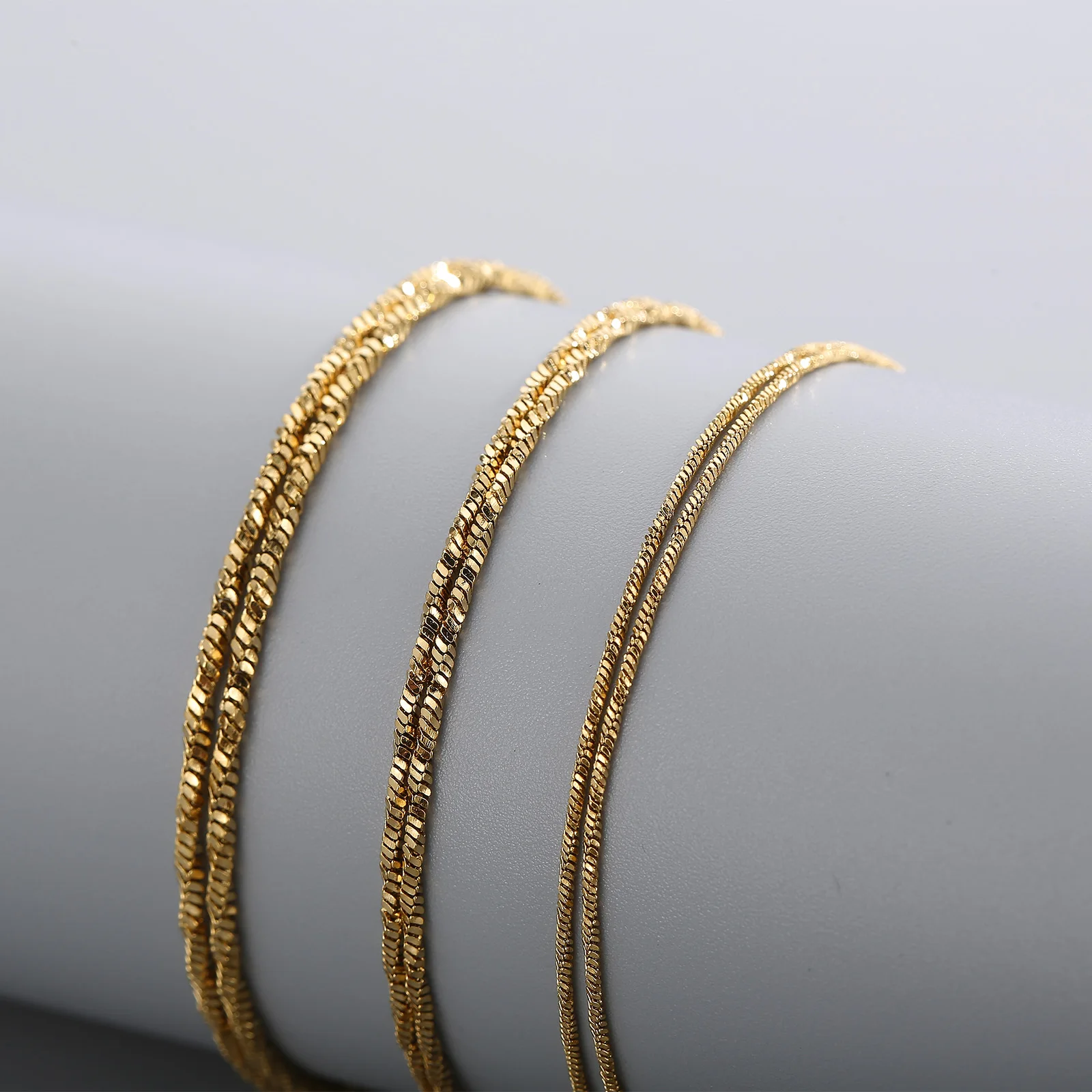 10pcs/lot Wholesale 1/1.2/1.5mm Thin Twisted Snake Chain Necklace Replacement Neck Cord Minimalist Jewelry Accessory