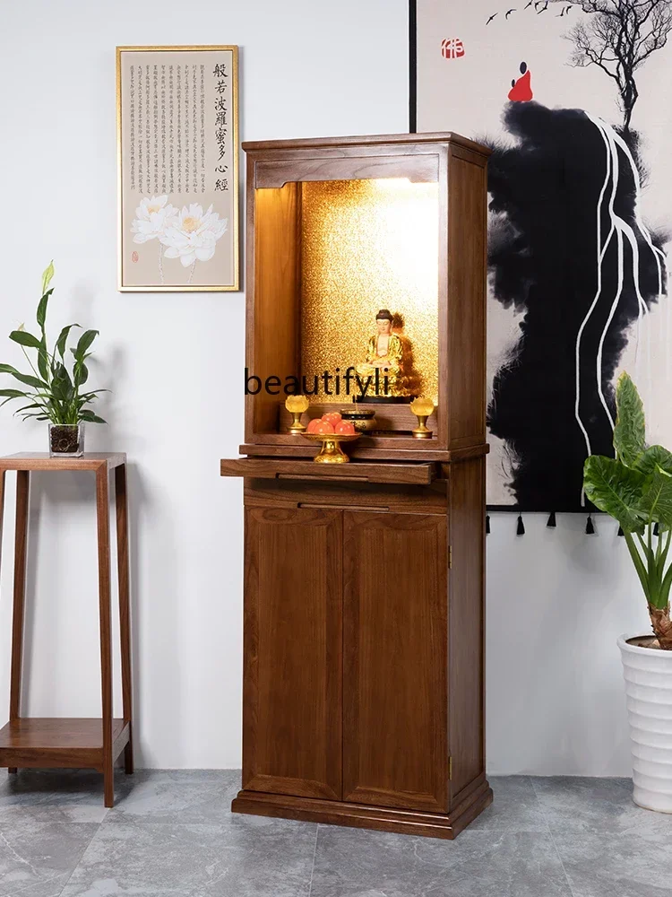 

V Chinese Style Clothes Closet Solid Wood Altar Buddha Cabinet Home Worship Table God of Wealth Cabinet