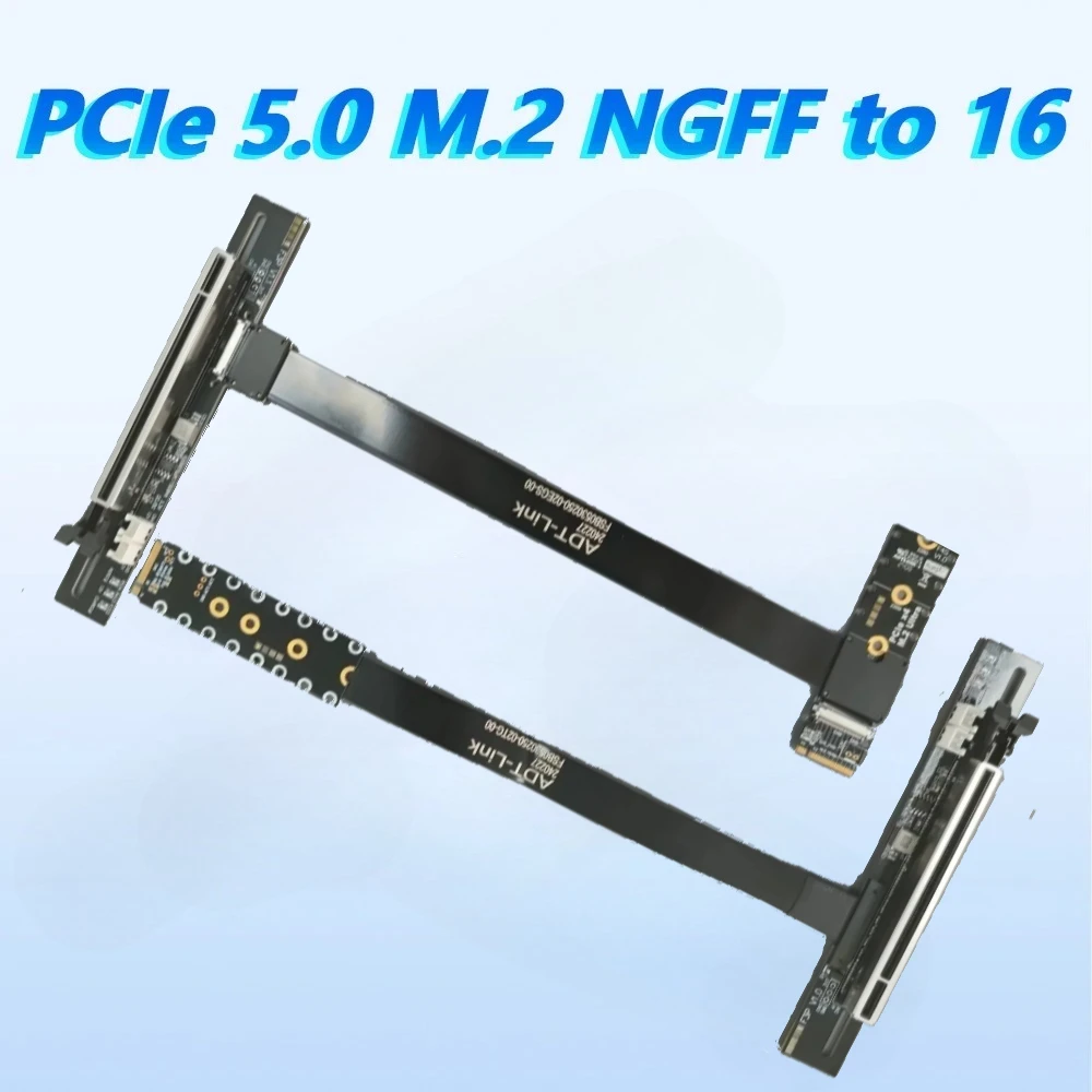 For M.2 NGFF NVMe Key M to PCI-E 5.0 x16 Graphics Card Riser Cable M.2 Turn Left Right Bend 16x M.2 Riser Card Adapter GPU Cable