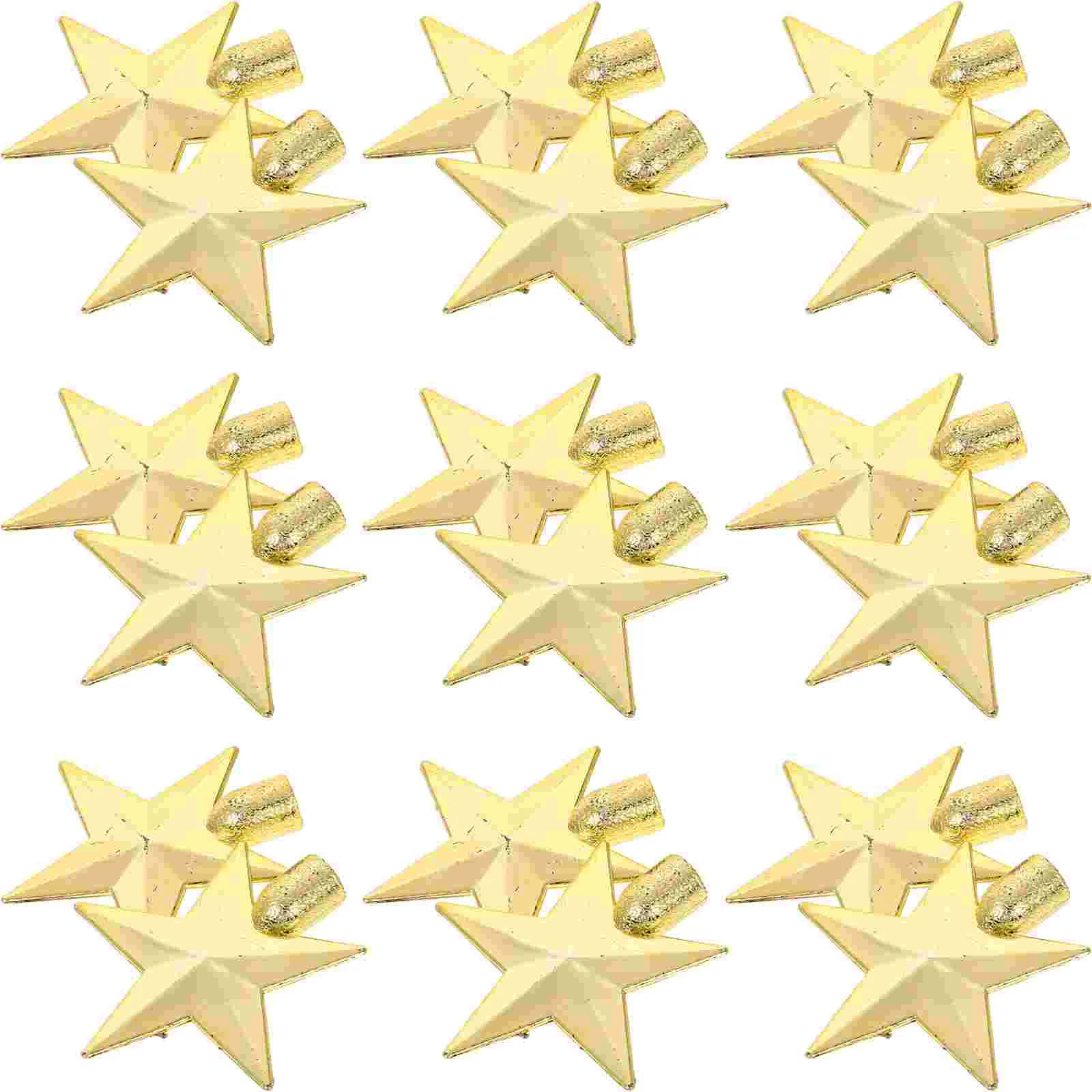 20 Pcs Mini Christmas Tree Top Star Xmas Topper Decoration Gold Parachute Plastic Ornament Father Outdoor Decorations