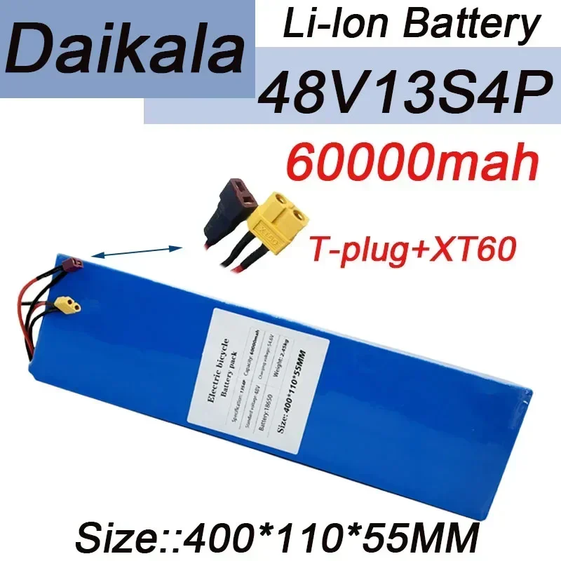 13S4P 48V Lithium Ion Battery Pack Suitable for 60000mAh 54.6V BMS Electric  and Scooters