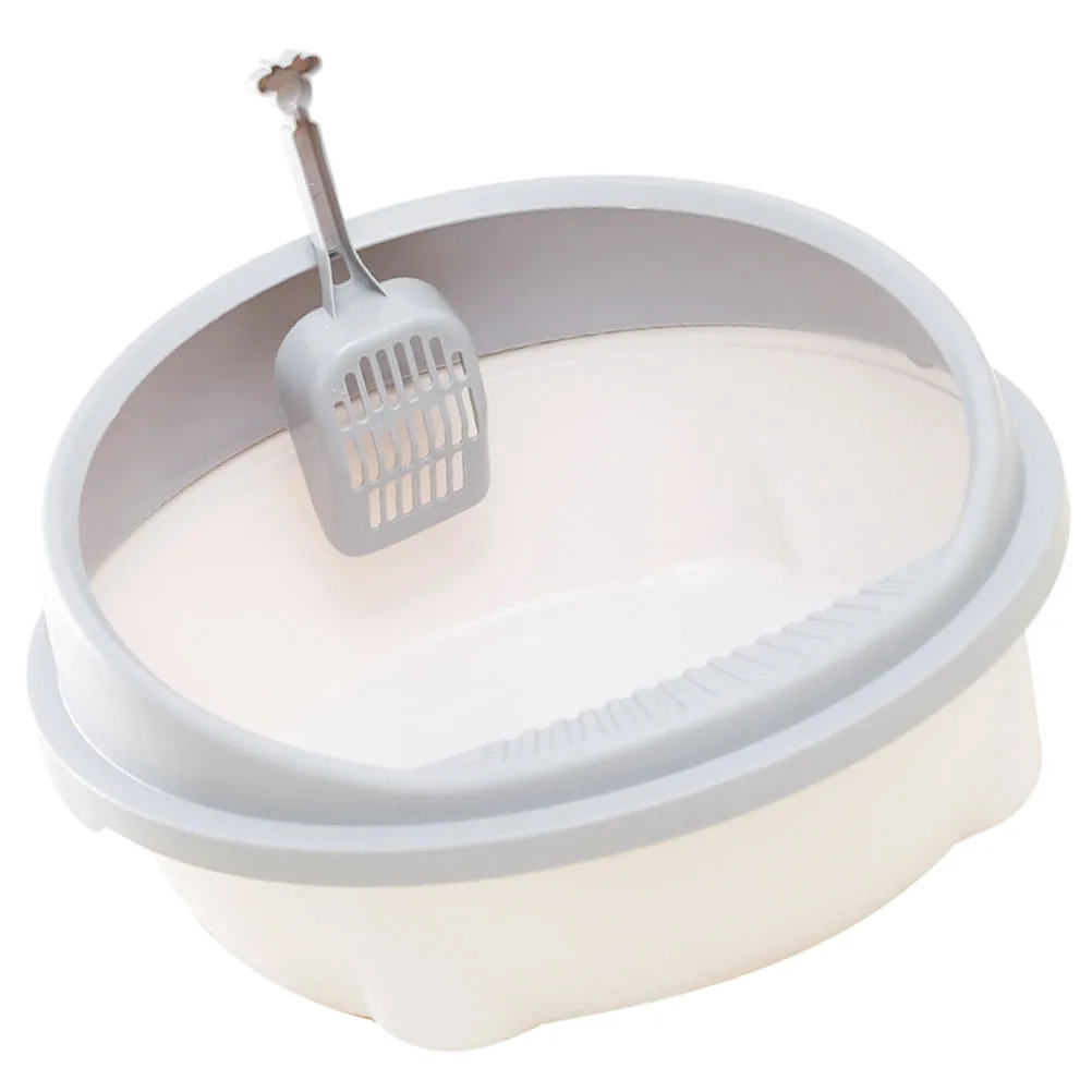 

Cat Litter Half Closed Durable Plastic Kitten Toilets Portable Travel Indoor Low Entry Travel Litter Box For Cats Gray Small