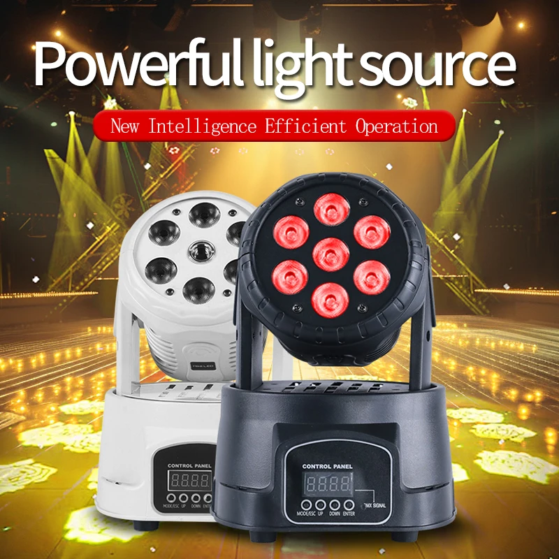 

LED 10Wx7 Stage Par Light Superbright RGBW 4IN1 Shake Head Light Beam DMX 512 Rotating for Party DJ Disco Wedding Dance Show