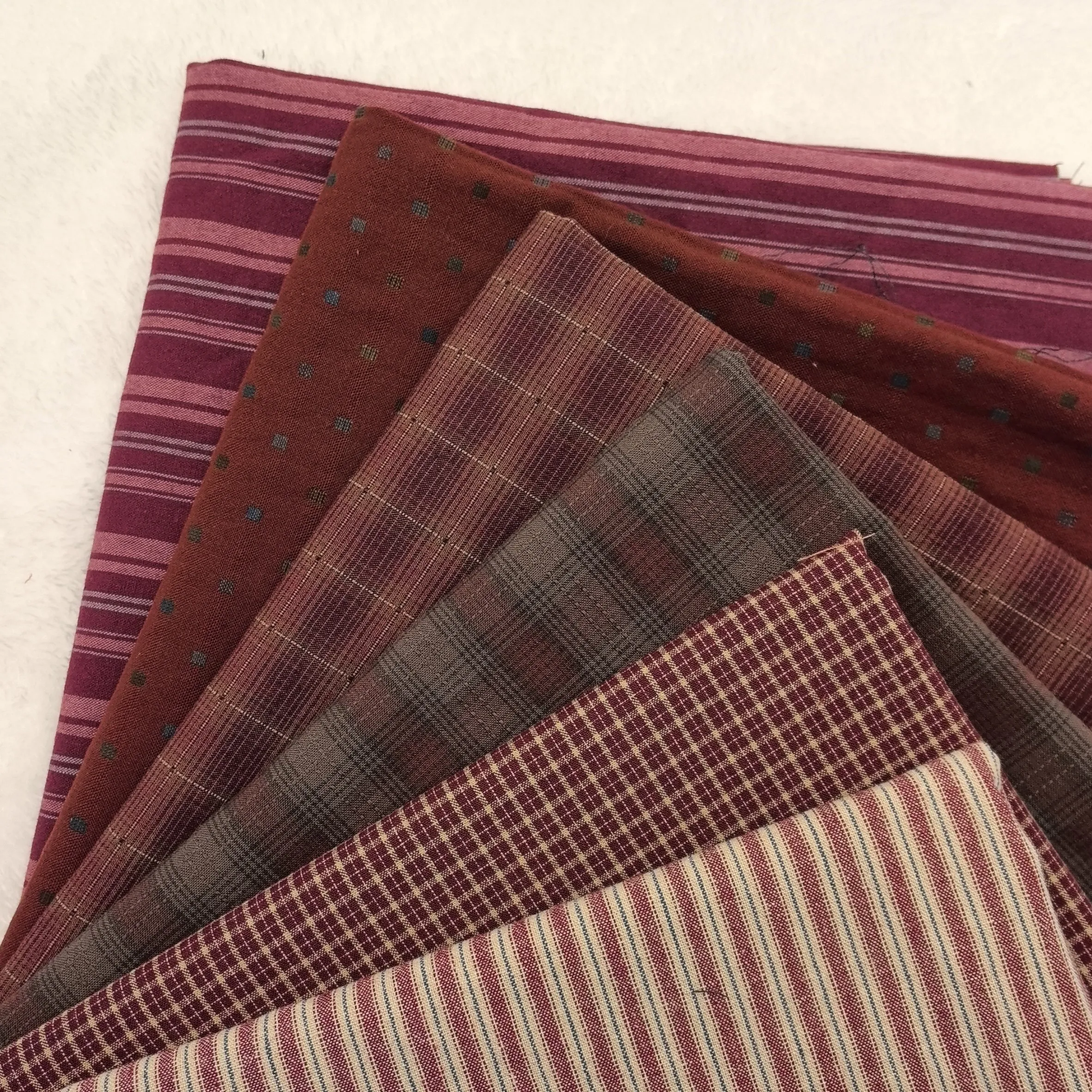 Crimson series DIY Japan Little Cloth Group Yarn-dyed fabric,for Sewing Handmade Patchwork Quilting ,Grid Stripe Dot 50x70cm