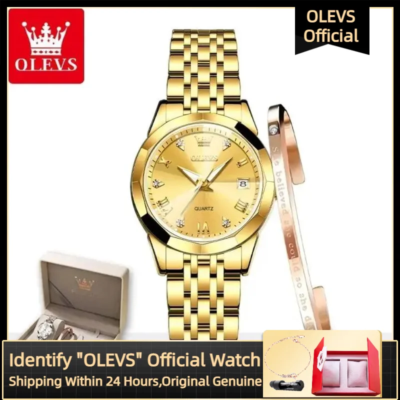 

OLEVS 9931 Элитный бренд, элегантные женские часы, призматические водонепроницаемые кварцевые часы Mrror, модные часы с календарем, комплект браслетов для платья