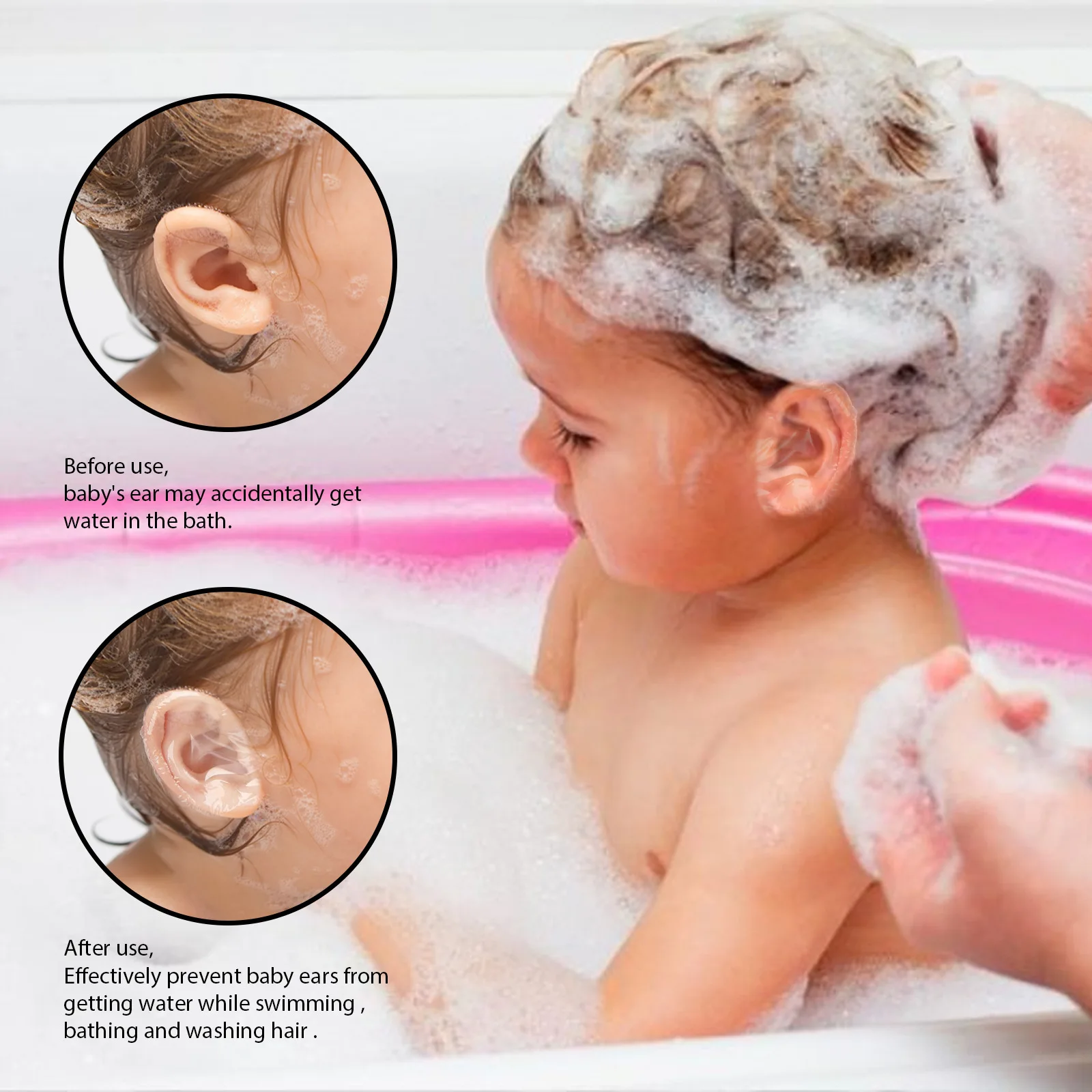 Waterproof Ear Protector Swimming Baby Shampooing Bathing Anti-water Ingress Ear Patch Shower Cap Tool Waterproof Sticker 30pcs