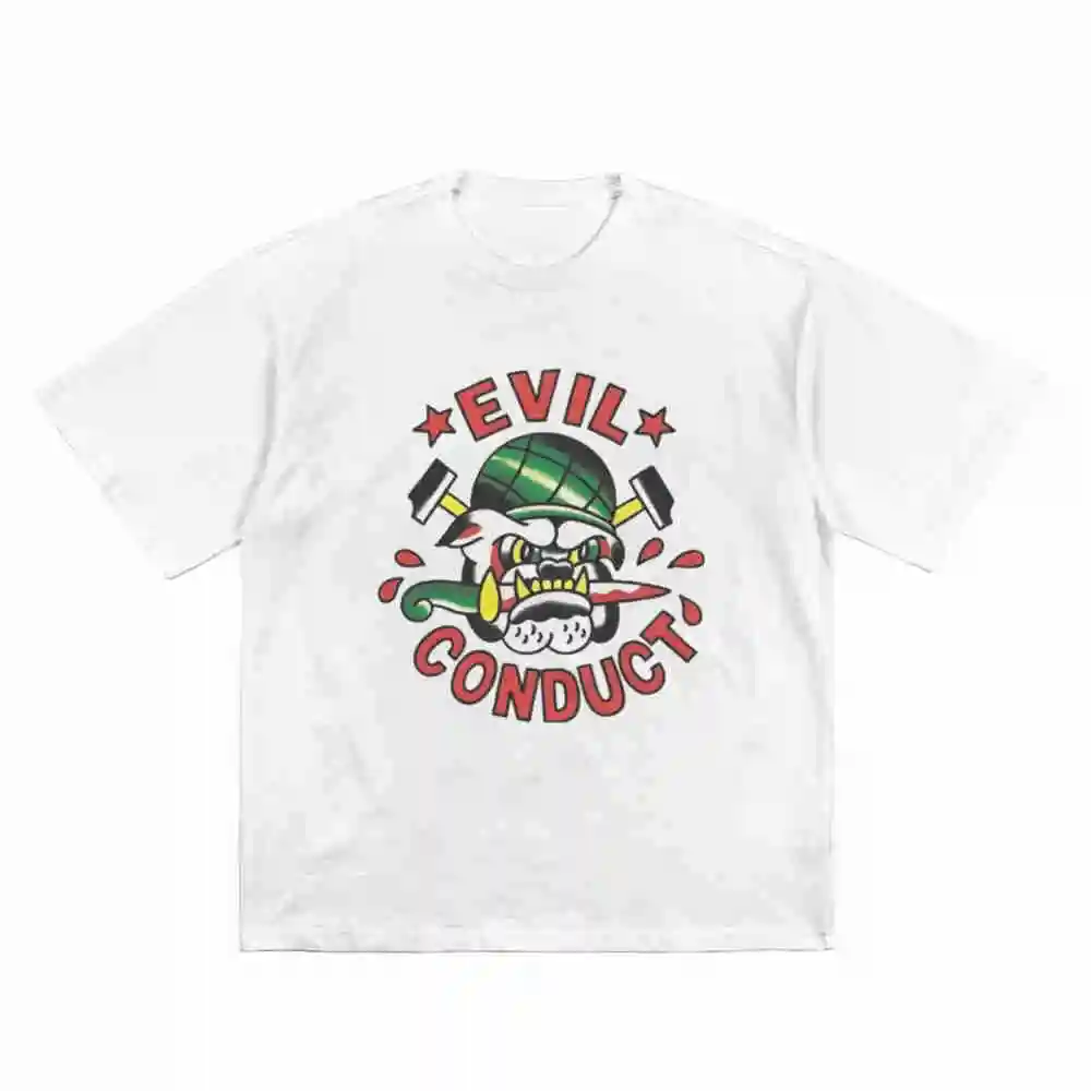 Evil Conduct Punk Rock Aggressive Face Short Sleeve Tee 100% Cotton T-Shirt