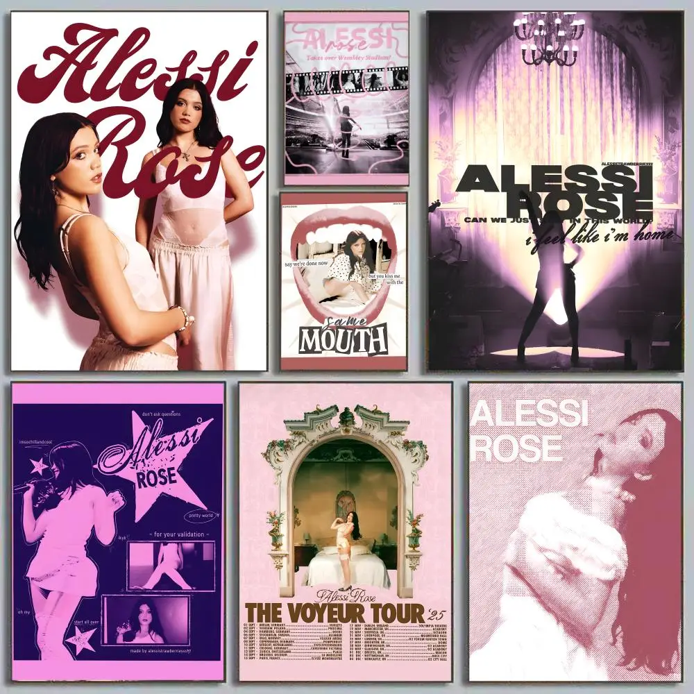 Póster de A-Alessi SINGER Rose, adhesivo artístico autoadhesivo, pegatina de papel impermeable, decoración de pared para cafetería