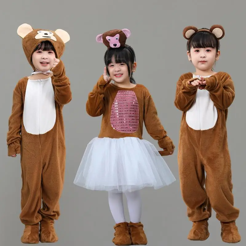 

Children's Performance Costume Monkey Dance Outfit Small Tiger Small Bear Animal Show Clothes Long Sleeve Polyester Fabric