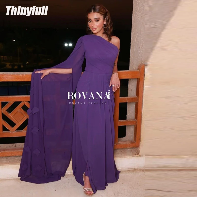 

Thinyfull Mermaid Chiffon Saudi Arabia Evening Party Dresses One Shoulder Prom Dress 2024 Long Dubai Formal Occasion Dress