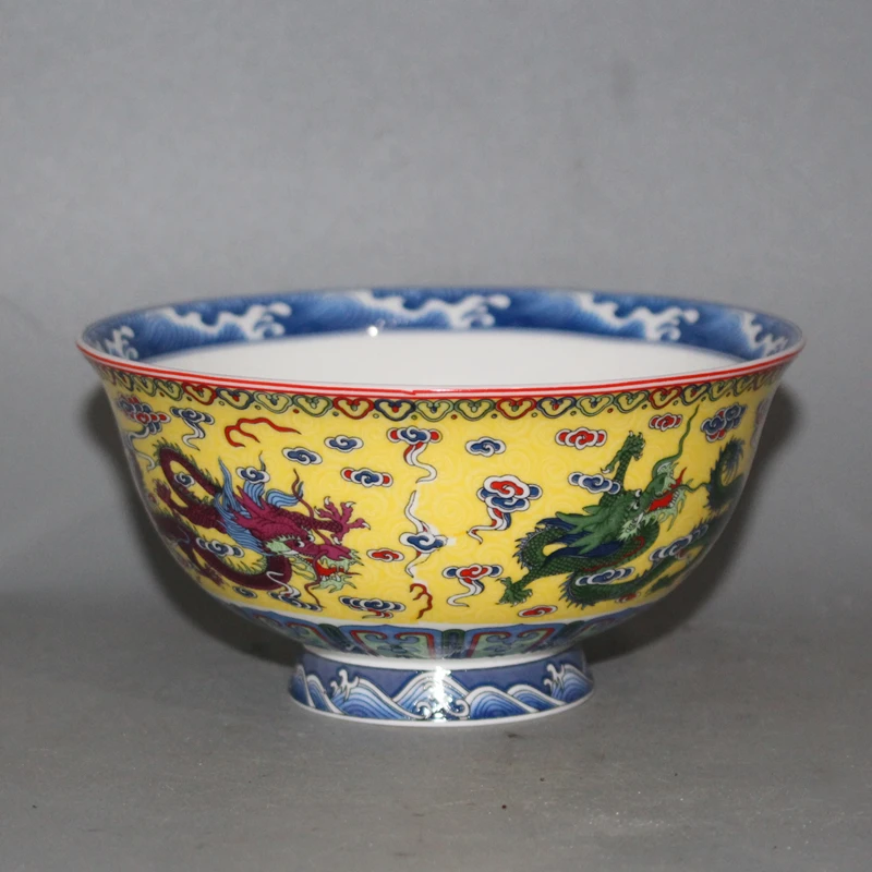 Qing Qianlong imperial pink dragon patterned bowl porcelain, second-hand and old goods