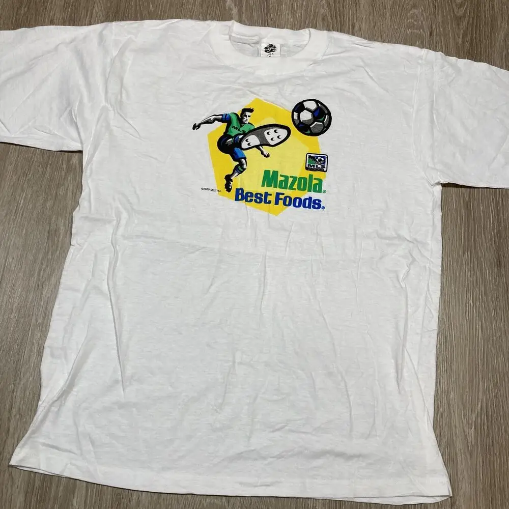 MLS Shirt XL Vintage 90s Y2k Mazola Foods Major League Soccer Futbol Promo Tee