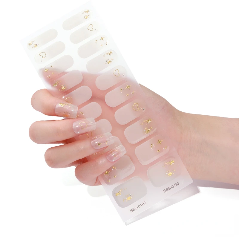 New Semi Cured Gel Nails Art Sliders Manicure Full Beauty Stickers for Nails Nail Decoration UV LED Lamp Need Nail Wraps