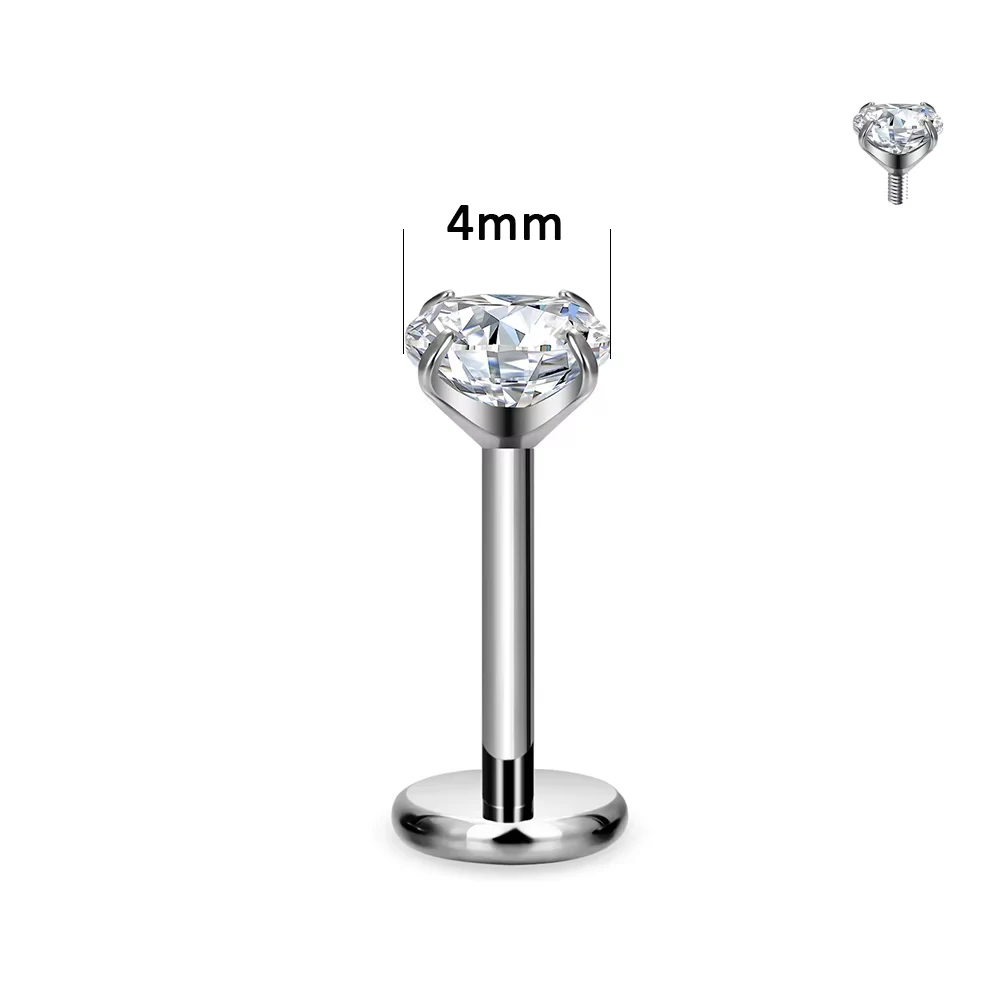 G23 Titanium Round Lab Piercing Nose Stud, Body Jewellery