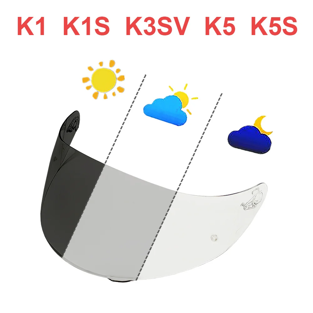 

Motorcycle Photochromic Shield Visor Lenses Fit for AGV K3-SV K1 K5 Helmet Visor Replacement Face Parts