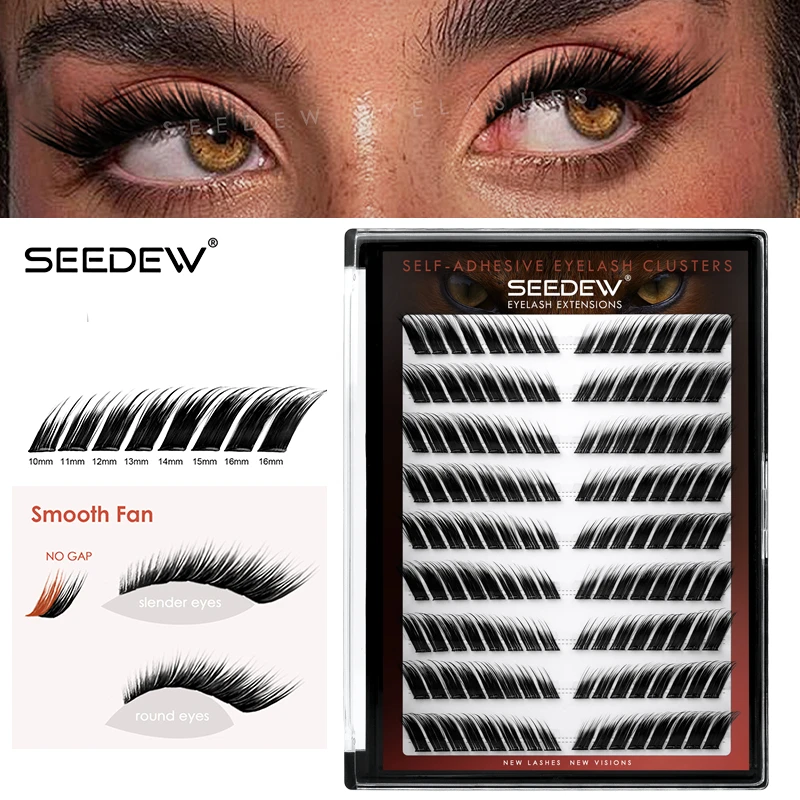 シードゥー フォックススタイル セルフ接着まつげ ソフトつけまつげ 細いステム DIYつけまつげ (接着剤付き)