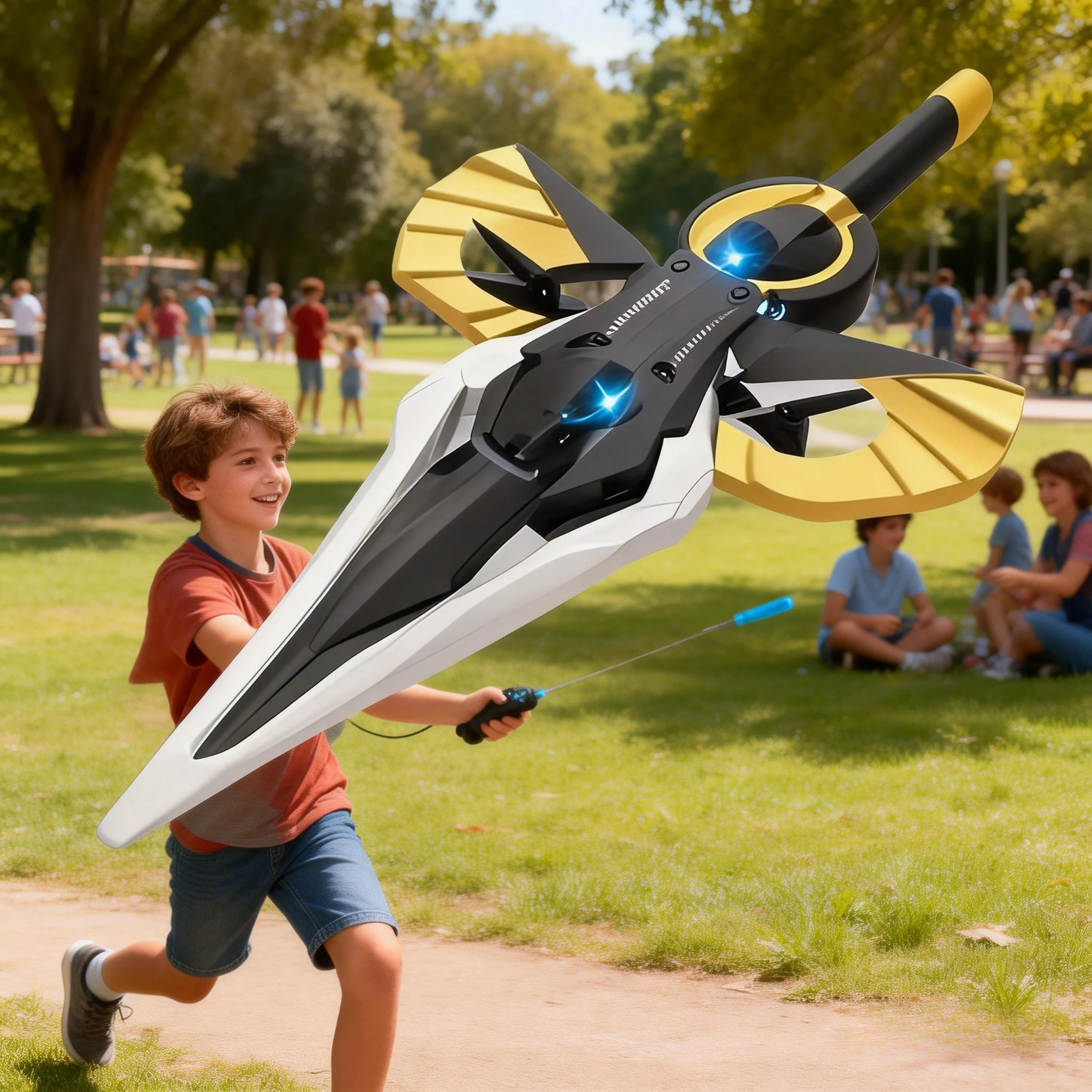 

F03-RC Flying Sword 4-Axis Fighter | Hand Wave & Controller Mode | 360° Stunt Flip RC Plane with Lights | Toys for Boys