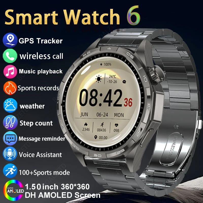 

G T6 Smart Watch GPS Track Smart Watches For Men Outdoor Sports Bracelet Heart Rate Bluetooth Call Waterproof Smartwatch 6 Pro