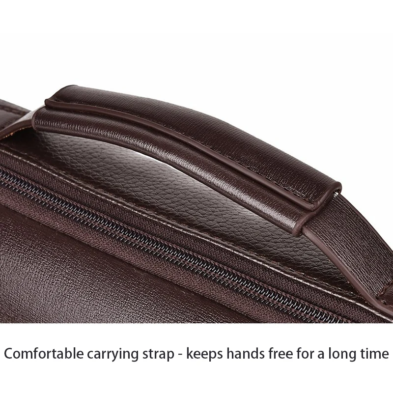 Atmungsaktive Schultertasche für Herren, Wasserdichte PU-Leder Aktentasche, Mehrtaschen-Umhängetasche für Büro & Pendeln – Detail 7