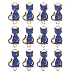 Fashion 10pcs/lot Enamel Blue Cat Moon Sun Flower Connector Charms Pendant DIY Necklaces Earrings for Jewelry Making Accessories