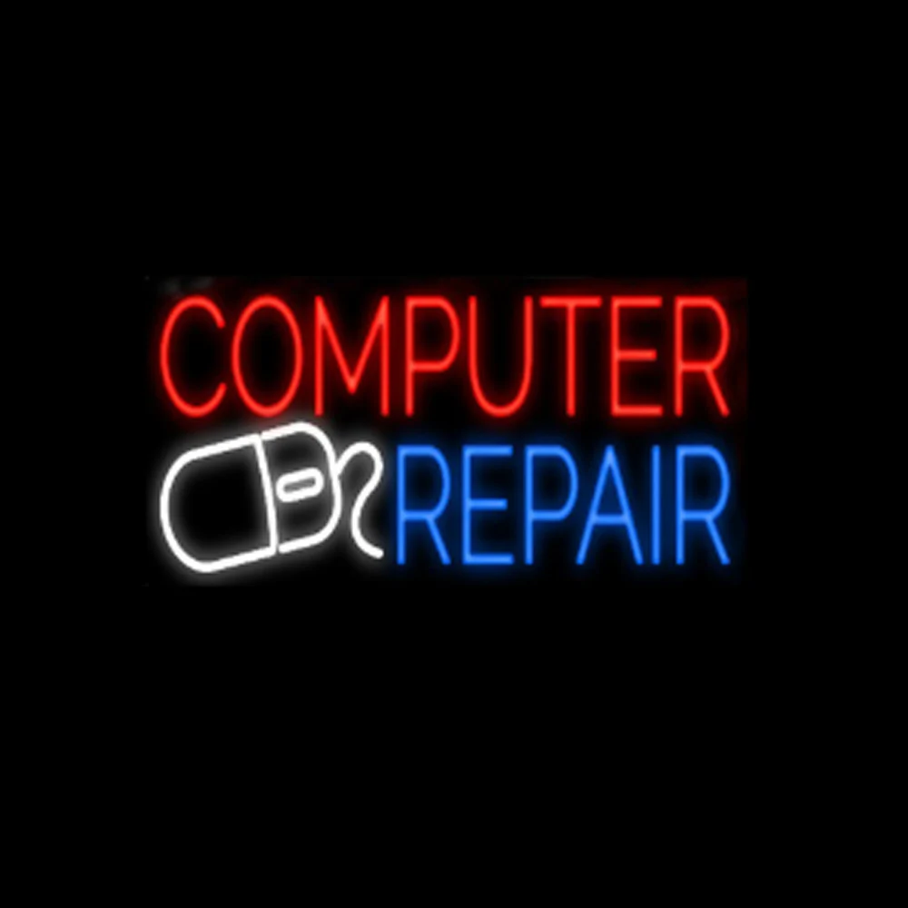 Computer Repair Mouse Lamp Custom Handmade Real Glass Tube Firms Store Shop Advertise Decor Display Sign Neon Light 17