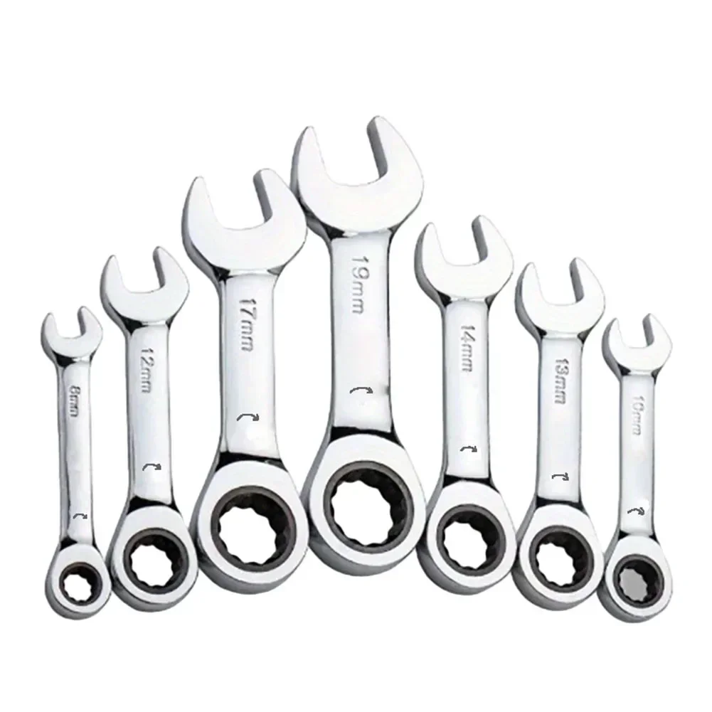 

1Pcs 8-19mm 72 Tooth Short Handle Ratchet Socket Wrench Spanner Auto Repair Tool Hand Tools Chrome Vanadium Alloy Steel Wrench