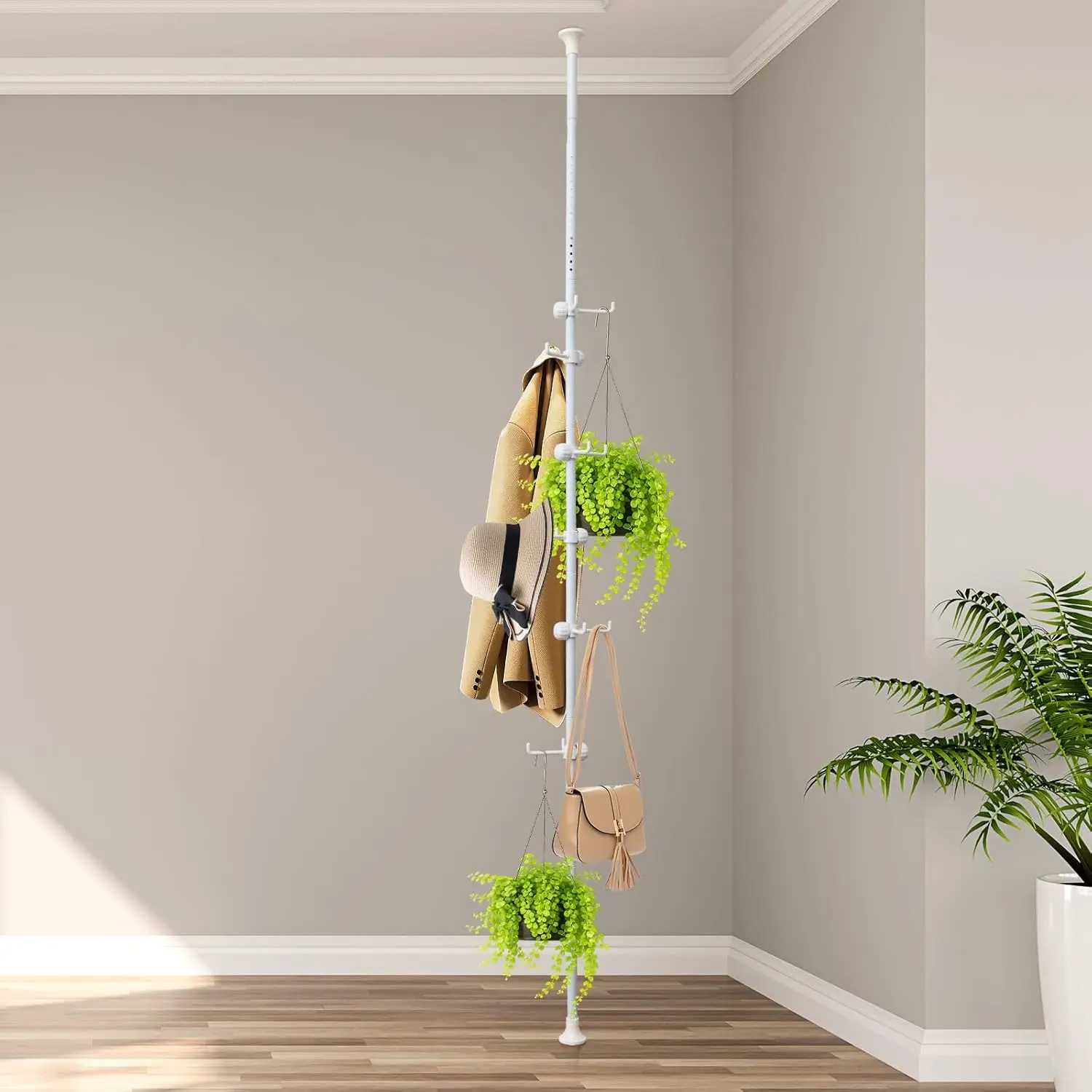 

Угловая вешалка для одежды - 12 крючков, стойка-держатель для растений, органайзер из нержавеющей стали для пальто, полотенец, растений и многого другого, без сверления