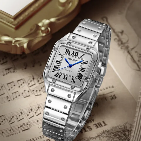 Square Women Watches Ladies Quartz Watch Female Wristwatch Stainless Steel Bamboo Strap Casual Lady Clock Watch Relogio Feminino