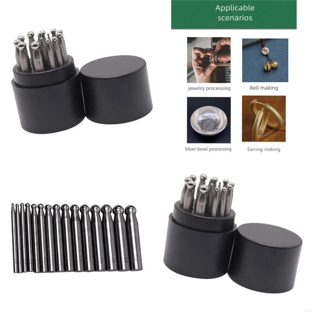 

W0YA 15/17Pcs Steel Jewelry Set For Bell Making Metal Stamping Tool With Storage Case