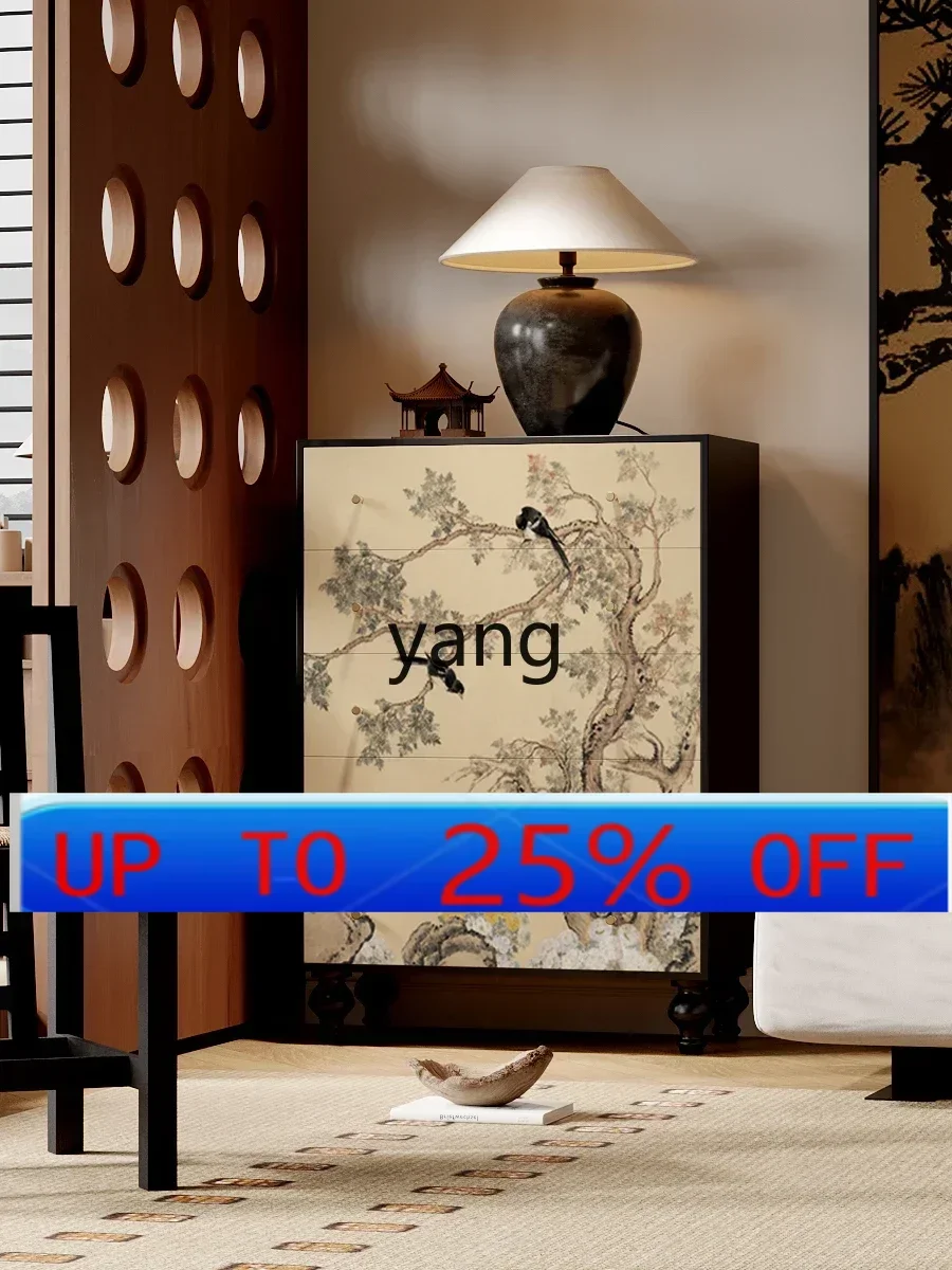 レトロな高級感のある無垢材のチェスト、リビングルームのソファ収納ロッカー