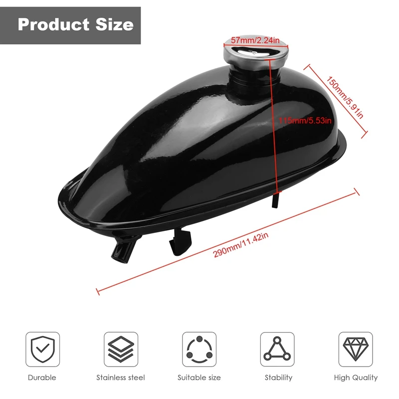 2L Motorized Bike Motorcycle Fuel Tank Fit For 49Cc 50Cc 60Cc 66Cc 80Cc Engine Motorized Bike Motorcycle Fuel Gas Tank