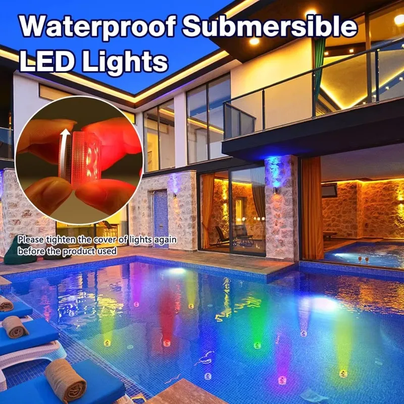 Mini Submersible LED Lights Small Underwater Tea Lights Candles Waterproof with Remote Control for Vase Home Party Wedding Table
