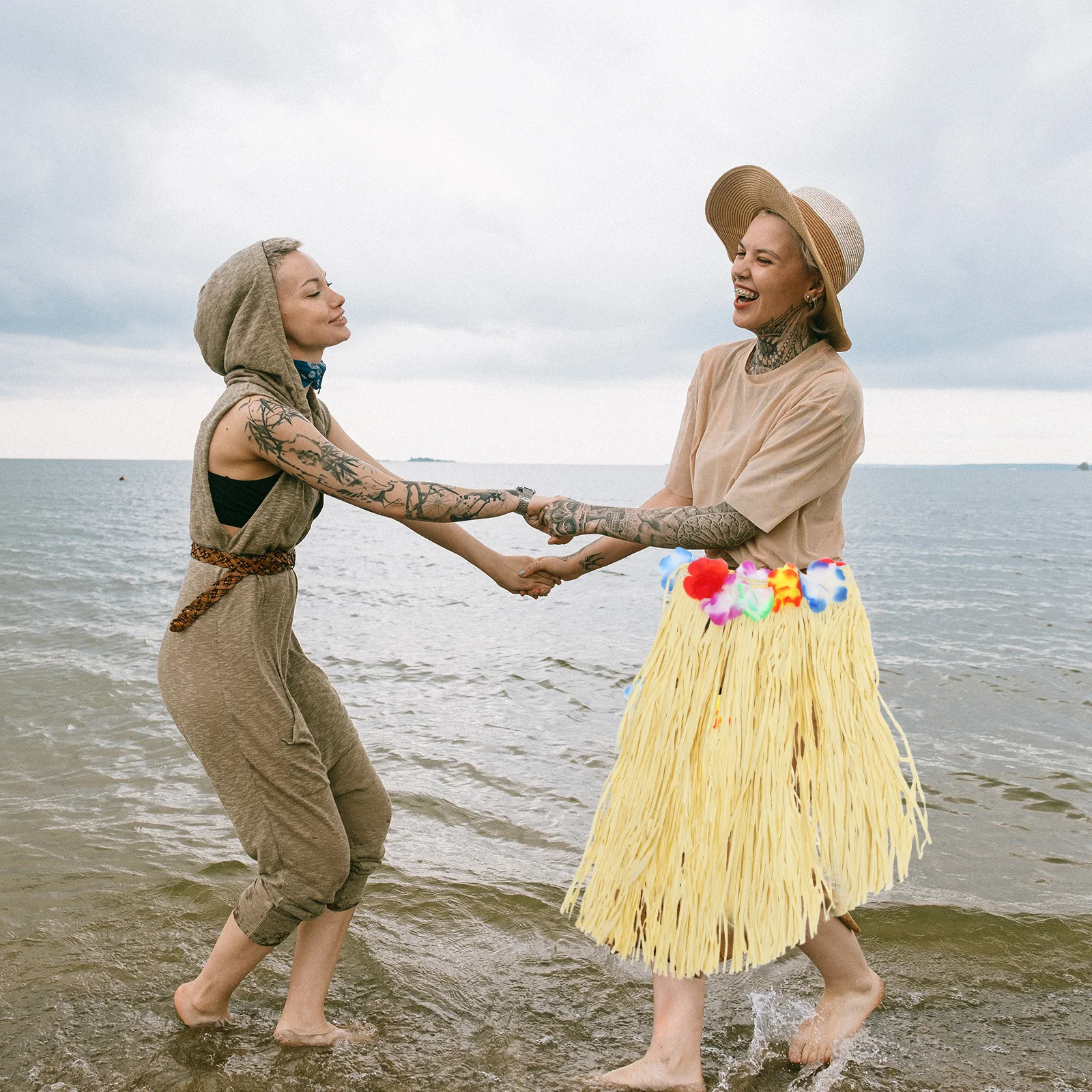 Hula Grass تنورة قسط الرافية هاواي ملابس رقص مرونة الخصر قابل للتعديل للبالغين مهرجان أداء الحفلات ديكور Luau