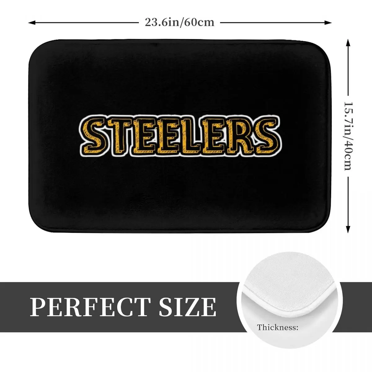 Steel Sketch (Pittsburgh Steelers) Non-slip Doormat Floor Mat Carpet Rug for Kitchen Entrance Home Bedroom Footpad Mats