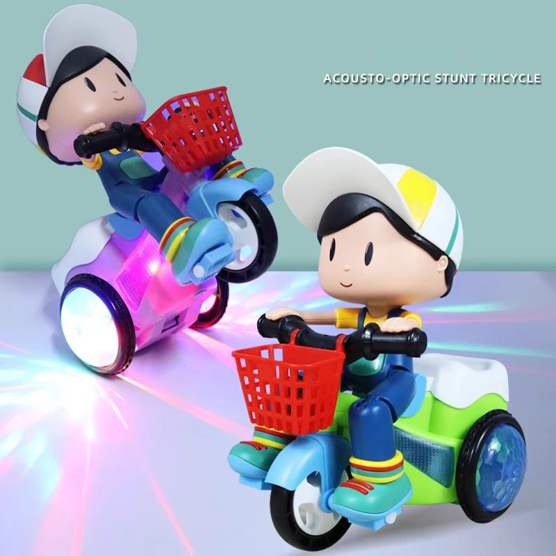 Triciclo elettrico per bambini, giocattolo, cartone animato, moto, veicolo, acrobatico, prestazioni, musica, luci luminose, regali di compleanno per bambini