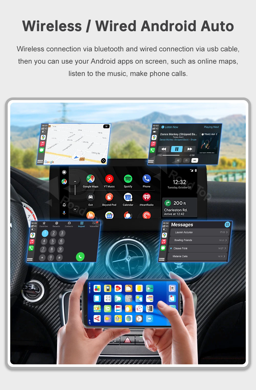 DE 12.3 Ultradünner Linux-Bildschirm für Mercedes-Benz A W176 B W246 CLA GLA Klasse 2013-2015 NTG4.5 Auto-Touchscreen, Unterstützt Kabelloses CarPlay, Android Auto, Mirrorlink, Behält OEM-Funktionen bei – Detail 10