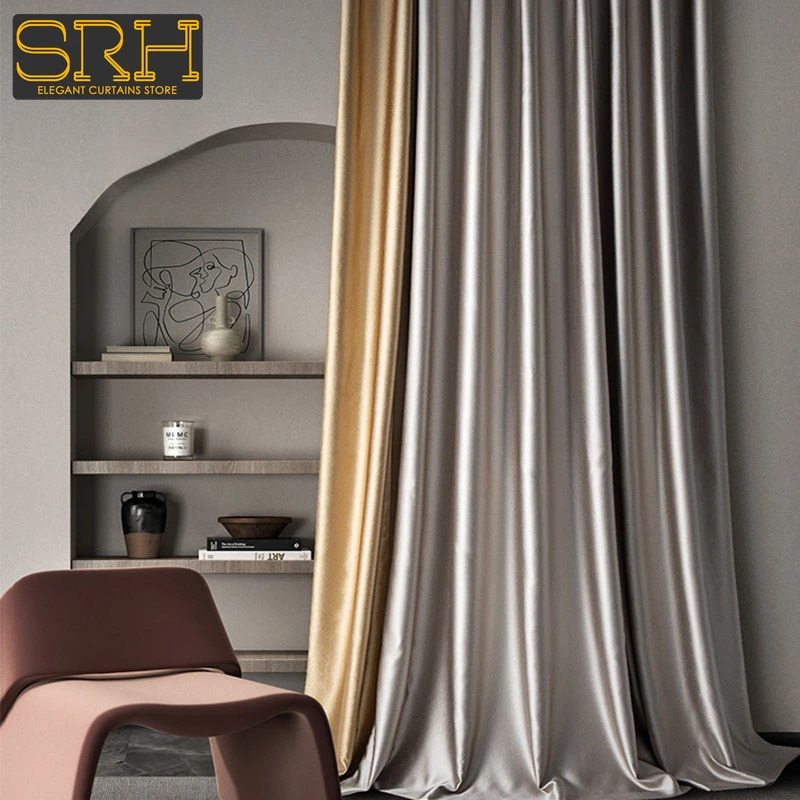 

Simple Modern Curtains for Living Room Bedroom Full Blackout Solid Color Insulated Prague Curtain Fabric Window Decor Custom New