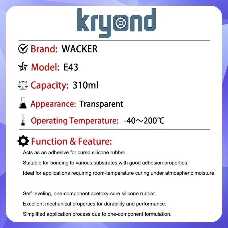 Wacker E43 310ML Transparent Sealant Medical Food Grade Glue Silicone