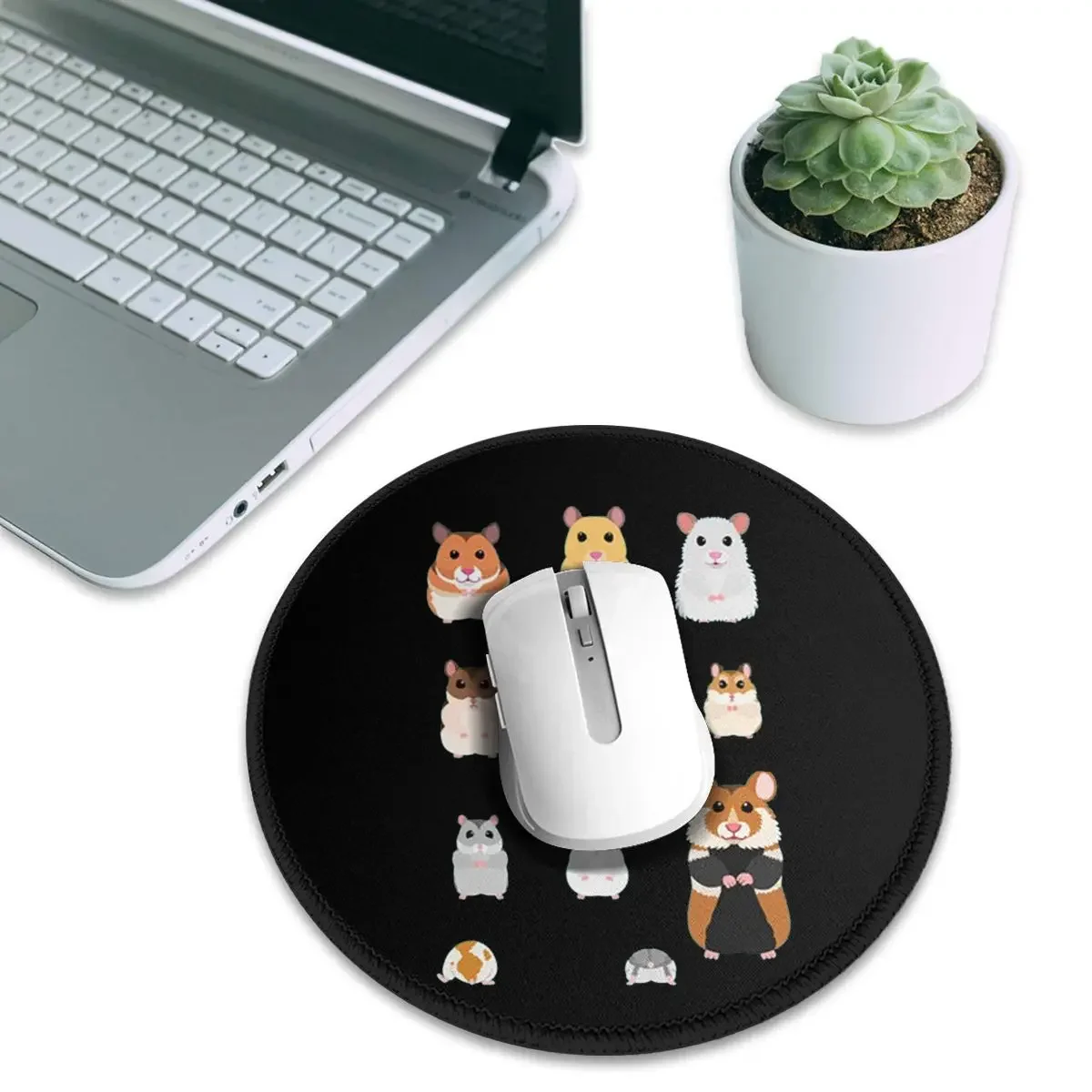 Hamster Breeds Syrian Hamster Round Mouse Pad Computer Keyboard Mouse Mat Gaming Laptop Desk Mat Office Accessories Table Mats